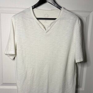 Even Tide Henley Shirt Large Men's Short Sleeve T-Shirt 100% Cotton Tee White